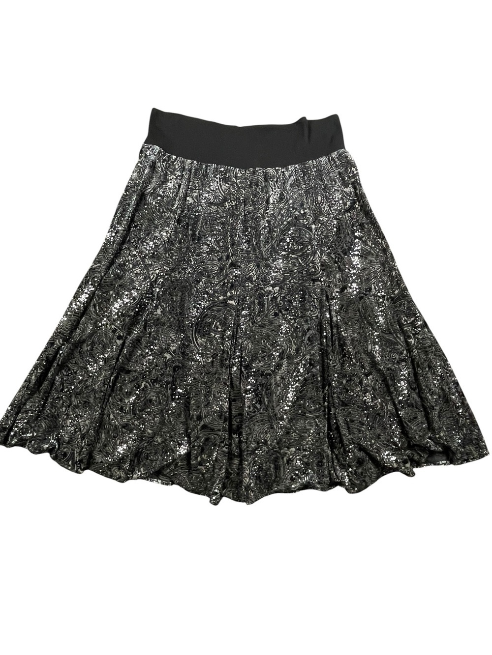Reba Woman Velour Metallic Shimmery Paisley Boho Flowy Party Holiday Skirt - 2X